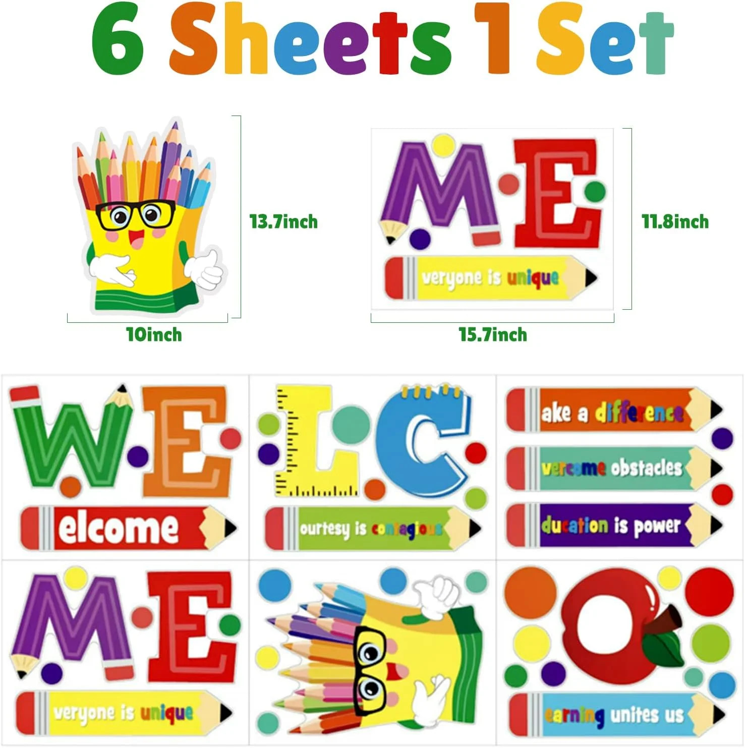 Cinrobiye Welcome Window Door Clings Stickers,Welcome Poster for Classrooms Door
