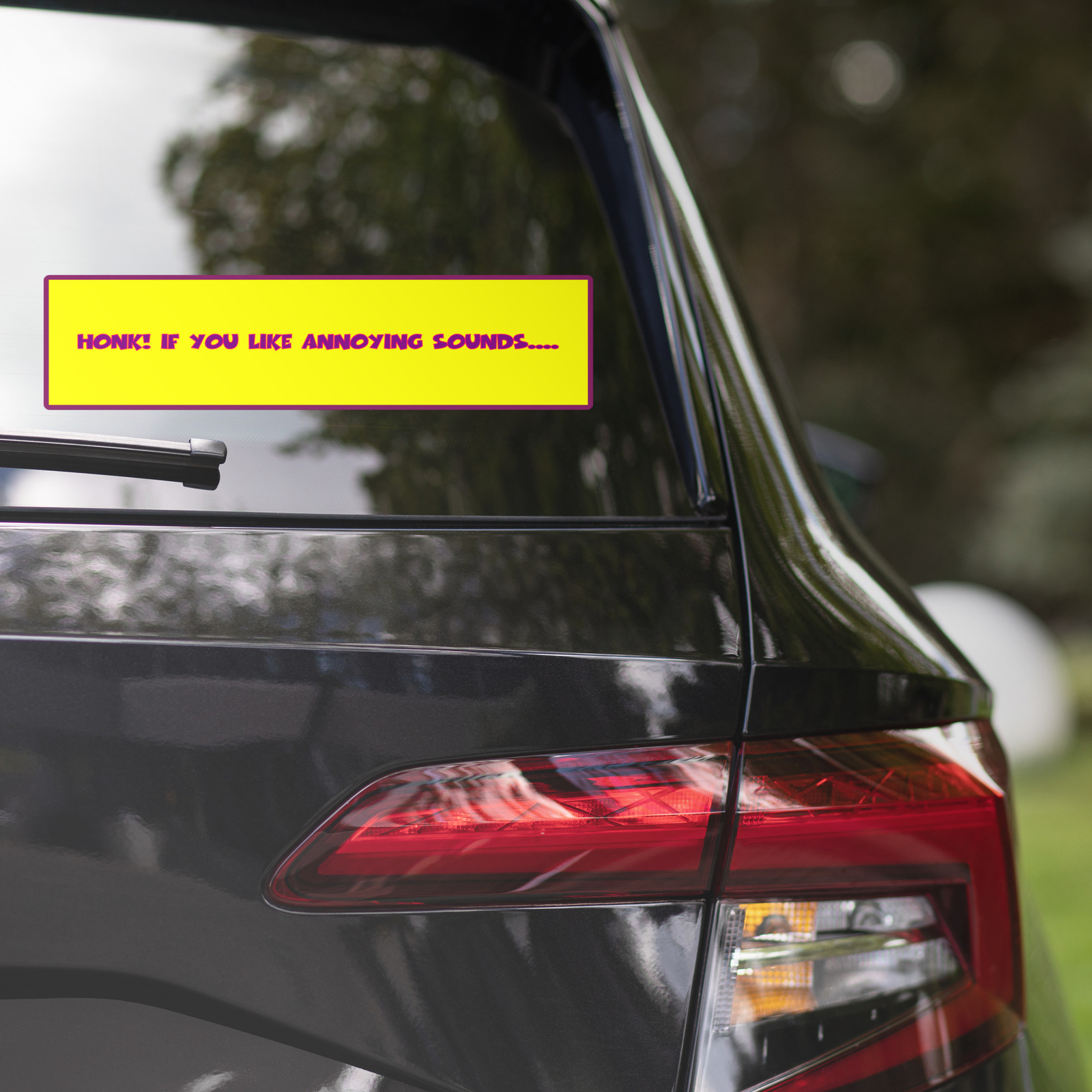 "Honk! If You Like Annoying Sounds…." Bumper Sticker Car Driving Prank Joke