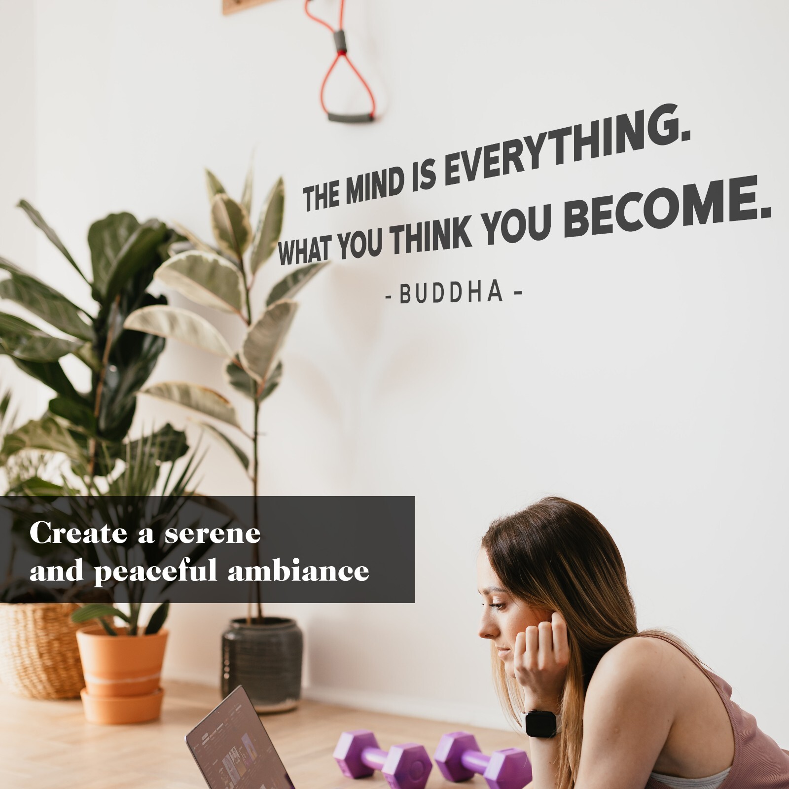Mind is Everything Buddha Wall Decal Inspirational Sticker Quote Decor