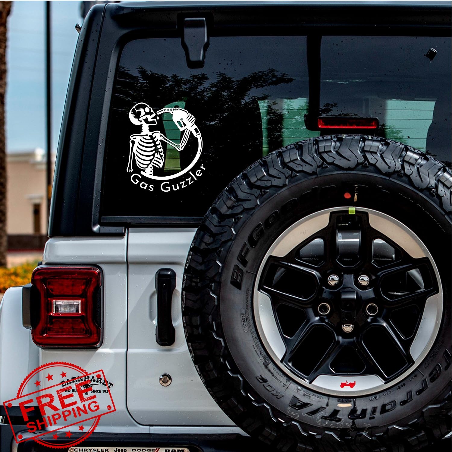 925 Mart 2pc White 5.6"x6.3" Skeleton Sticker