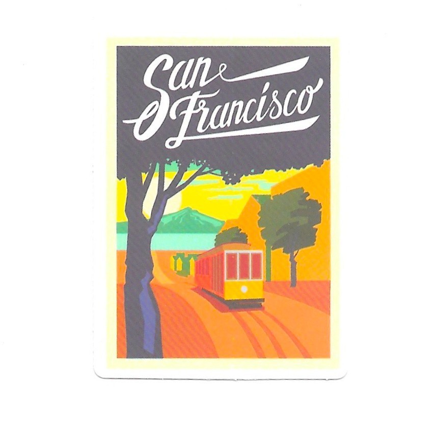 San Francisco Vinyl Sticker Cable Car California Retro Travel Souvenir Art
