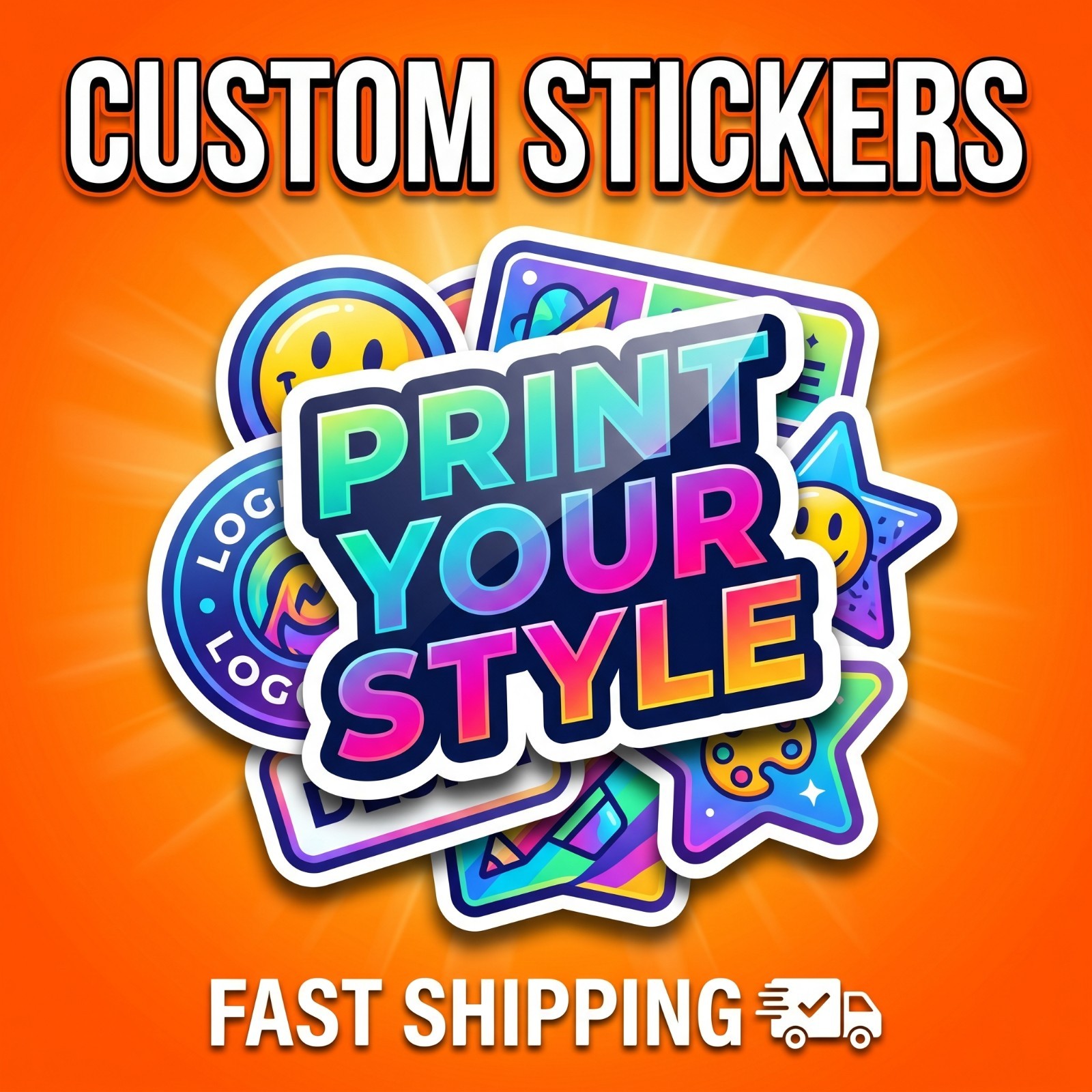 Bulk Custom Vinyl Stickers Die Cut Waterproof Logo Labels Gloss Decals Pack