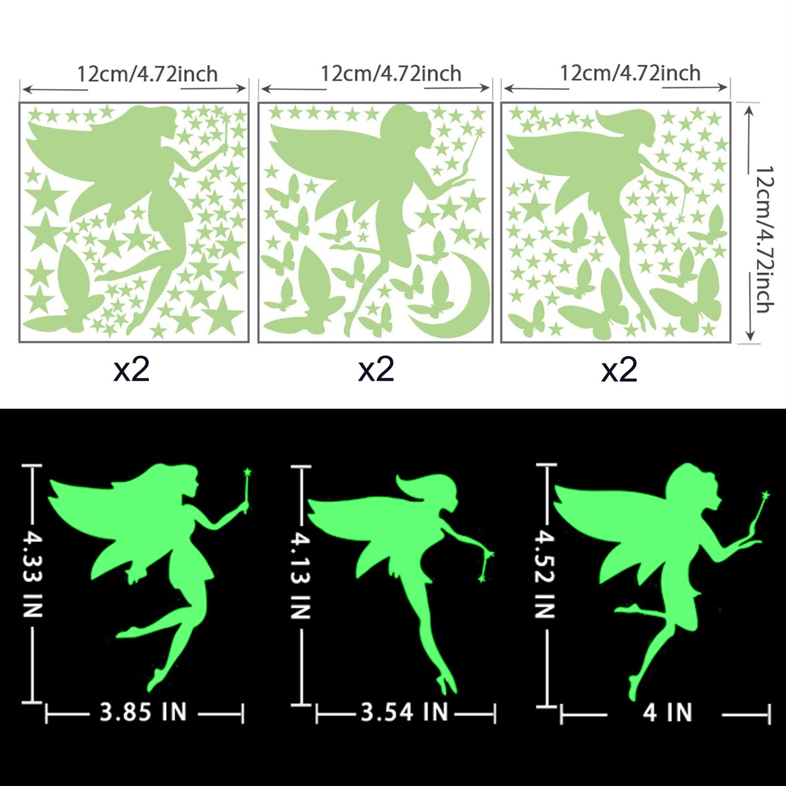 Glow in The Dark Fairy Wall Decals, Luminous Fairies Wall Stickers Bedroom Ce…