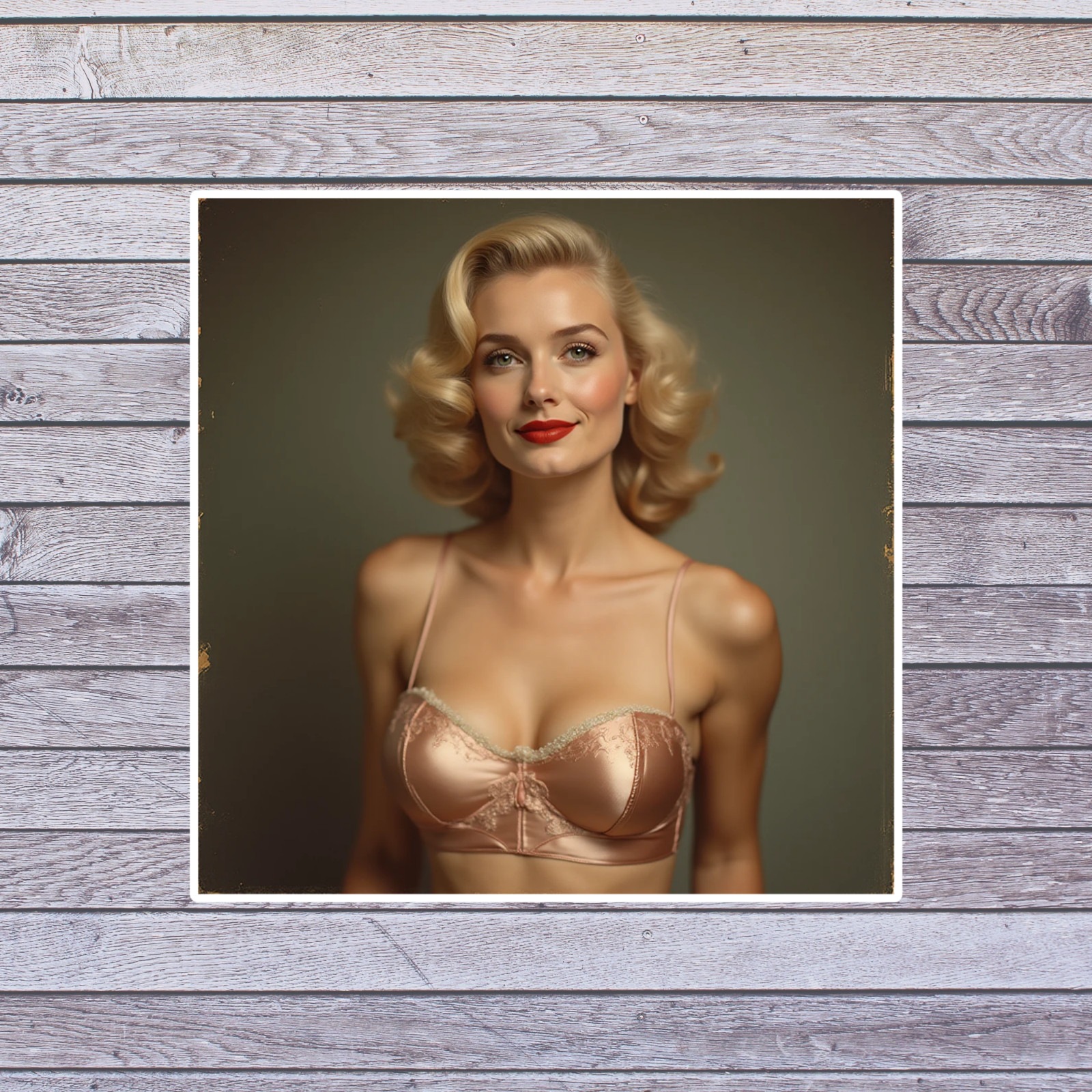Pinup Girl Sticker Vinyl Decal Retro Blonde Satin Lingerie Cheesecake Art