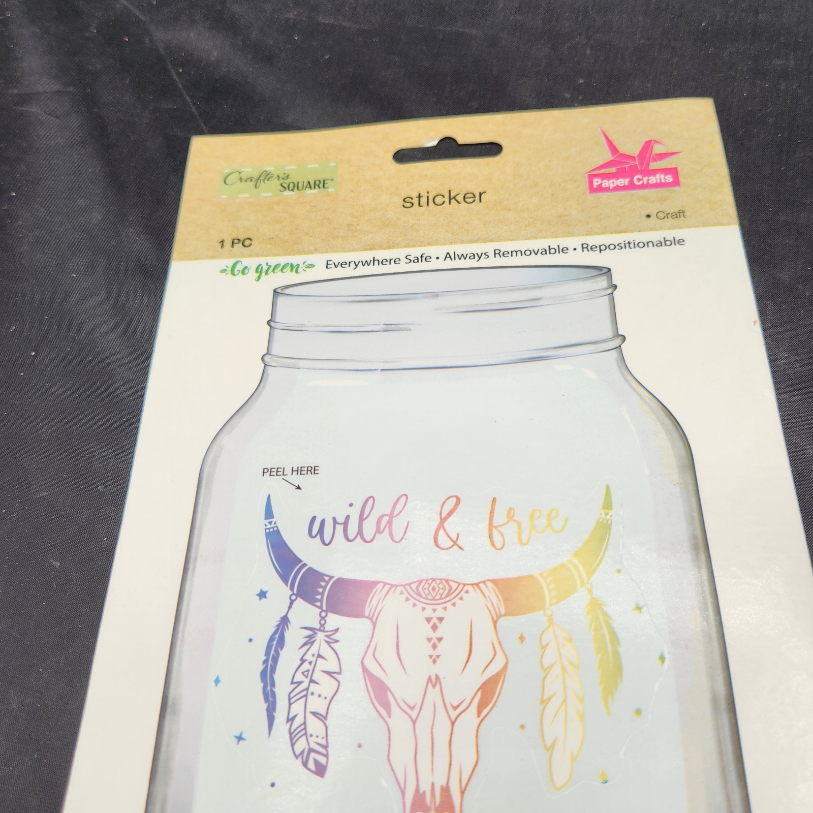 Crafter's Square Wild Free Glass Jar Sticker Removable Repositionable Craft New