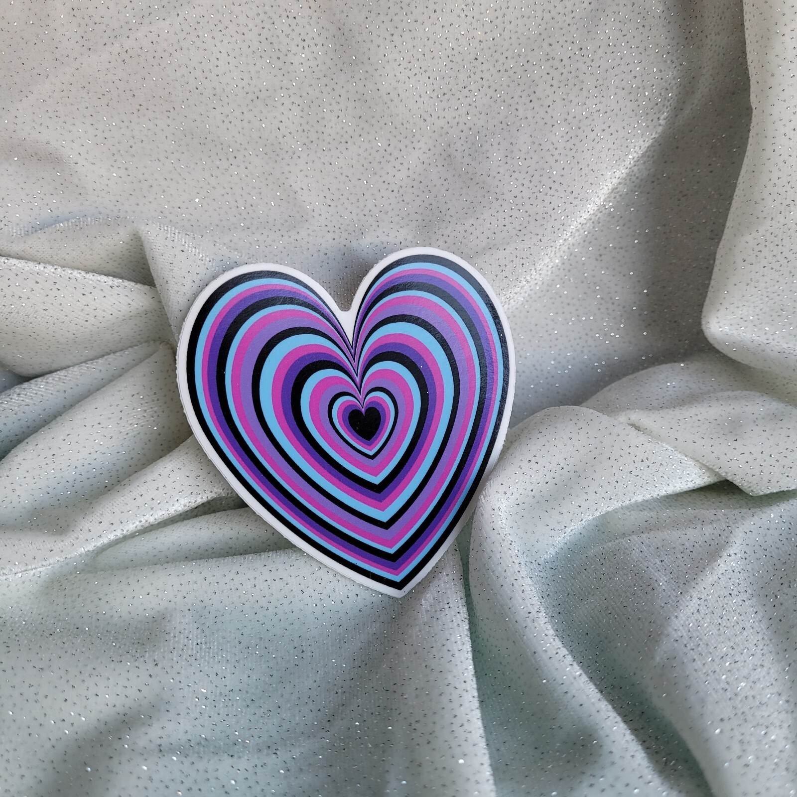 STKR078 Black Blue Purple Pink LAYERED Heart Shaped Sticker | Hearts Cute Love