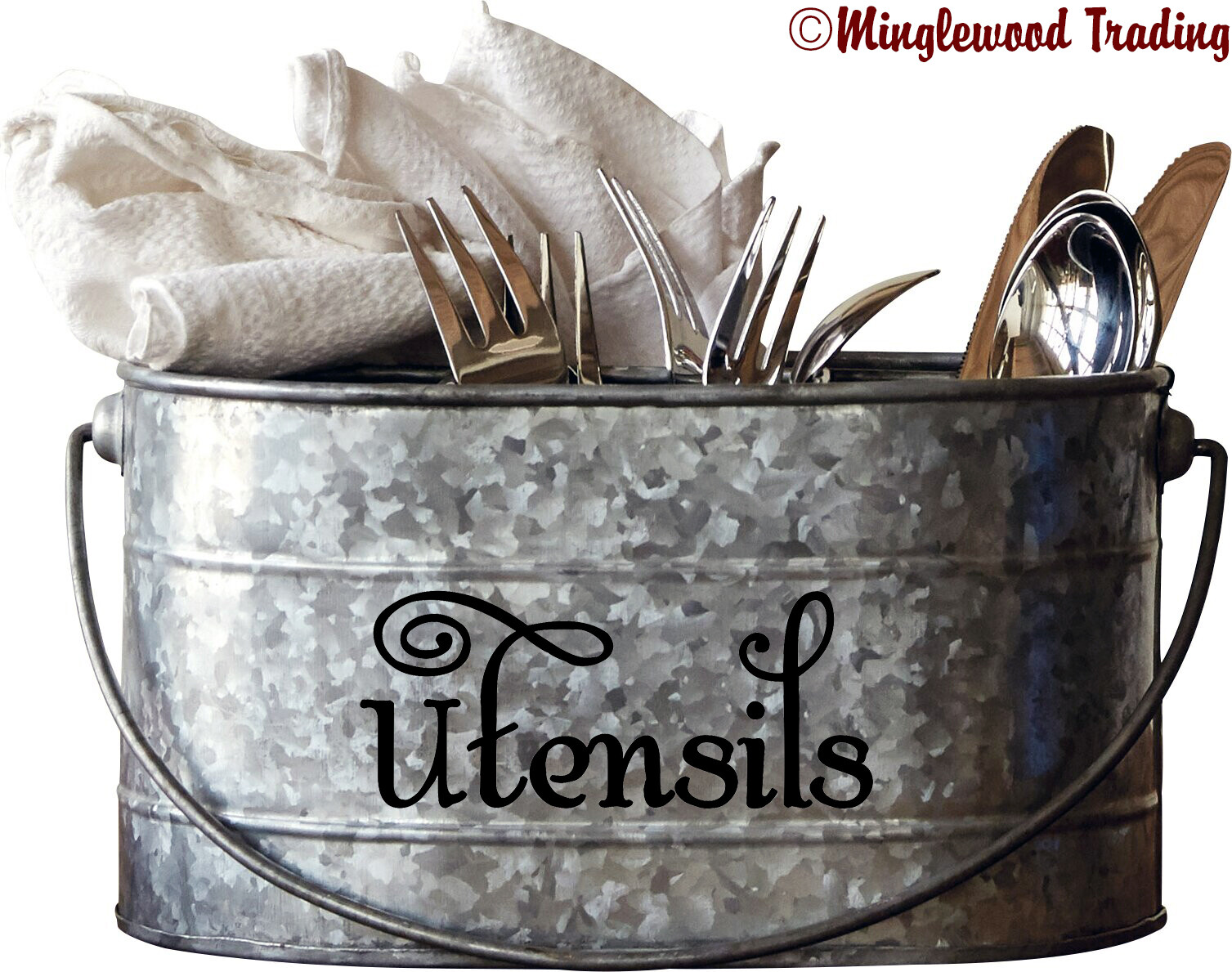 UTENSILS Vinyl Sticker – Kitchen Organization Label – Die Cut Decal – Swash