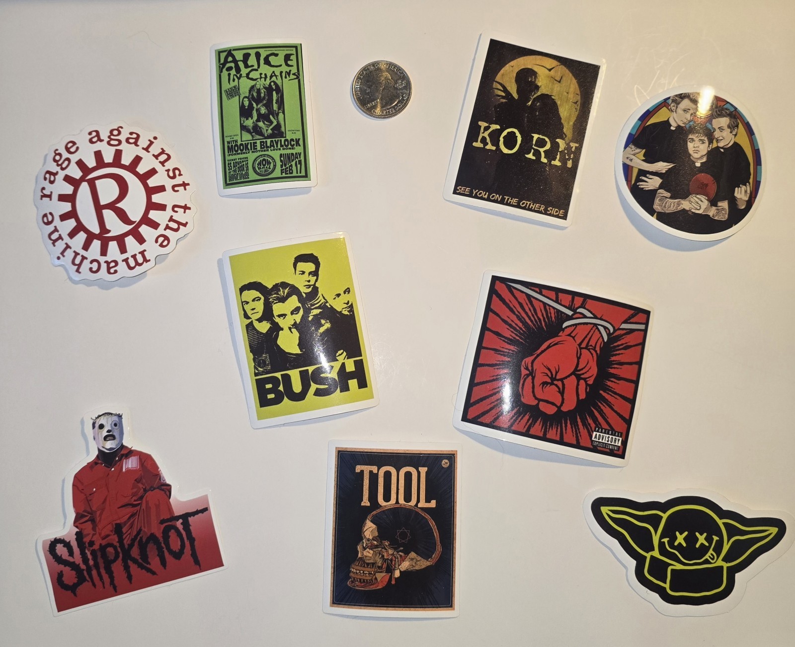 Vinyl Stickers Lot 90s Bands Green Day Tool Korn Bush Slipknot Alice In Chains
