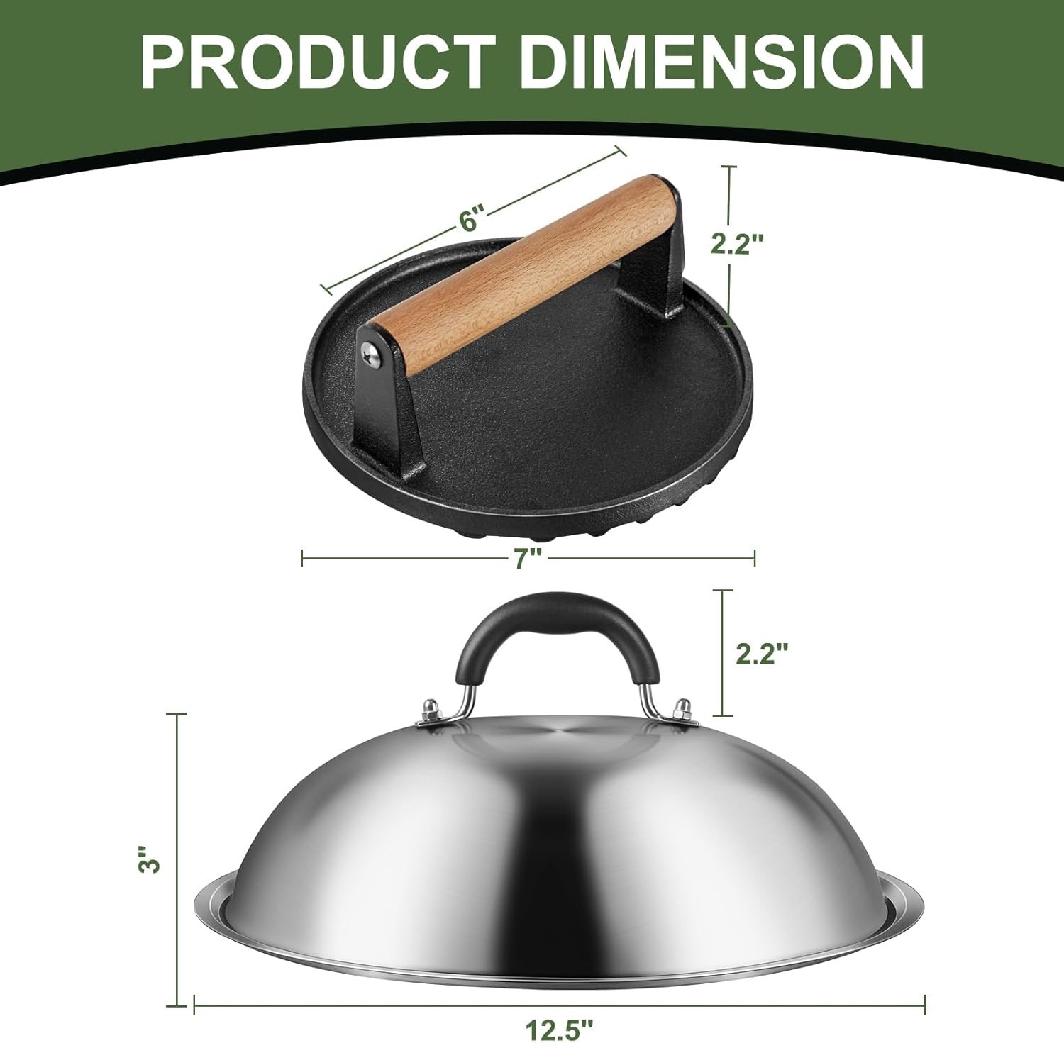 Griddle Accessories for Blackstone, Commercial Grade 12 Inch Heavy Duty Round Me