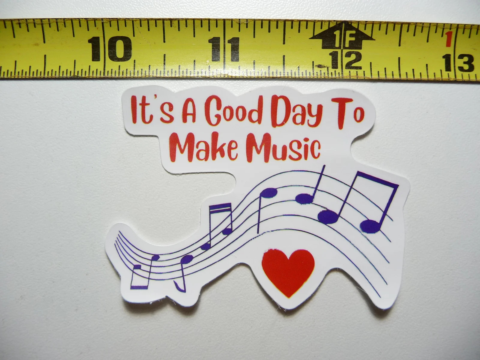 GOOD DAY TO MAKE MUSIC HEART NOTES SMALL STICKER DECAL BAND SONGS MUSICIAN