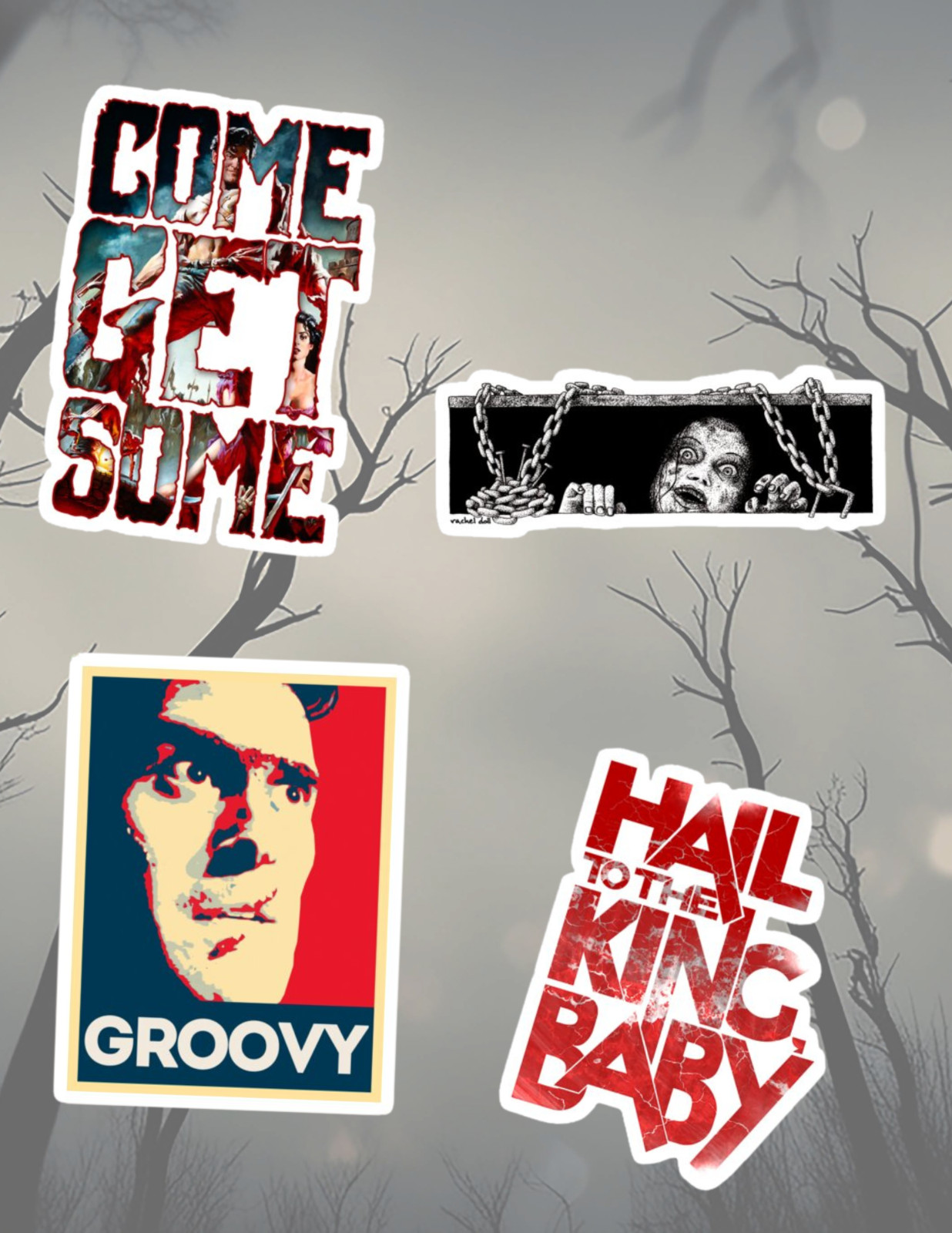Evil Dead Horror Movie #2 4pc Sticker Packs