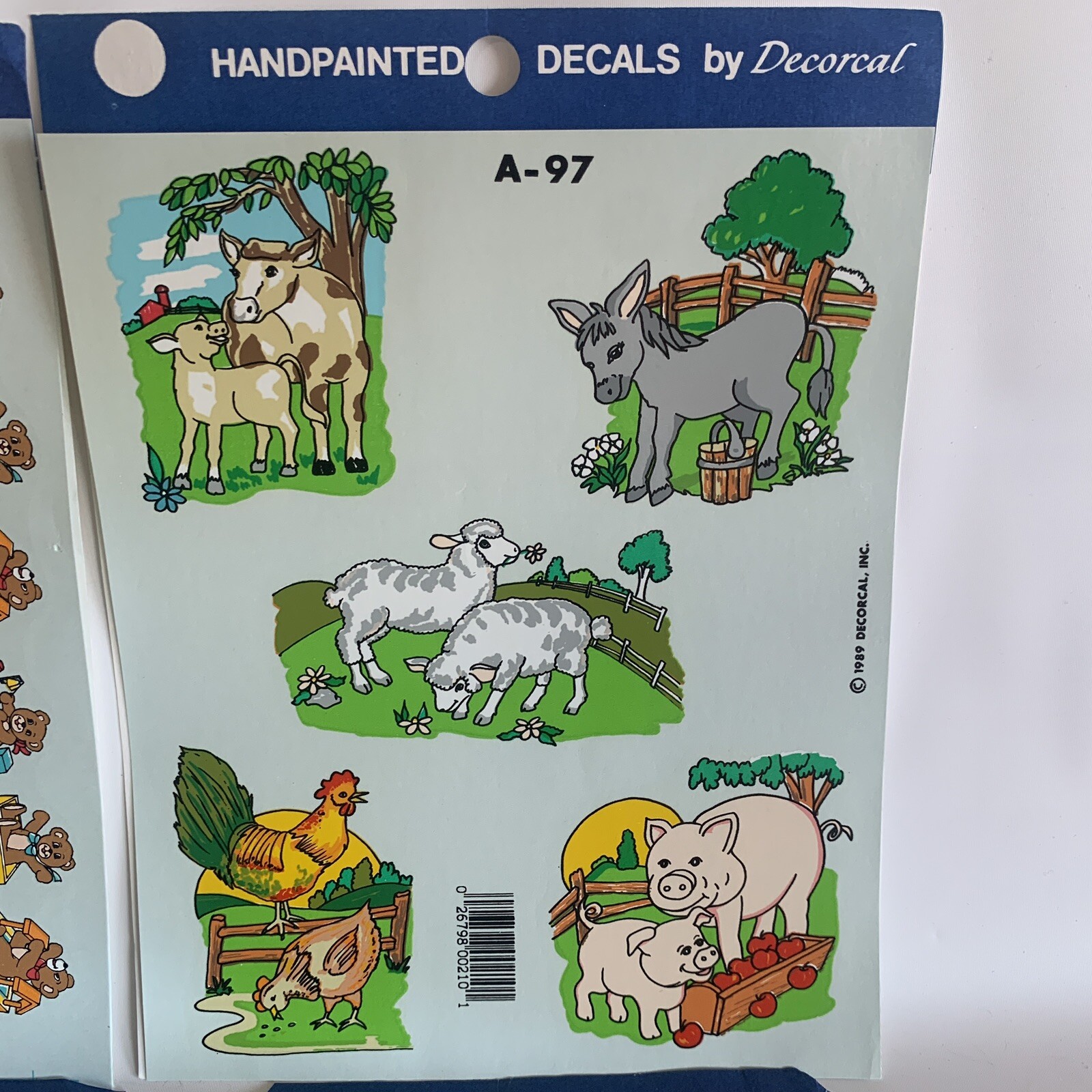 Vintage Hand Painted Decals Decoral Childrens Teddy Bears Panda Farm Animals LOT