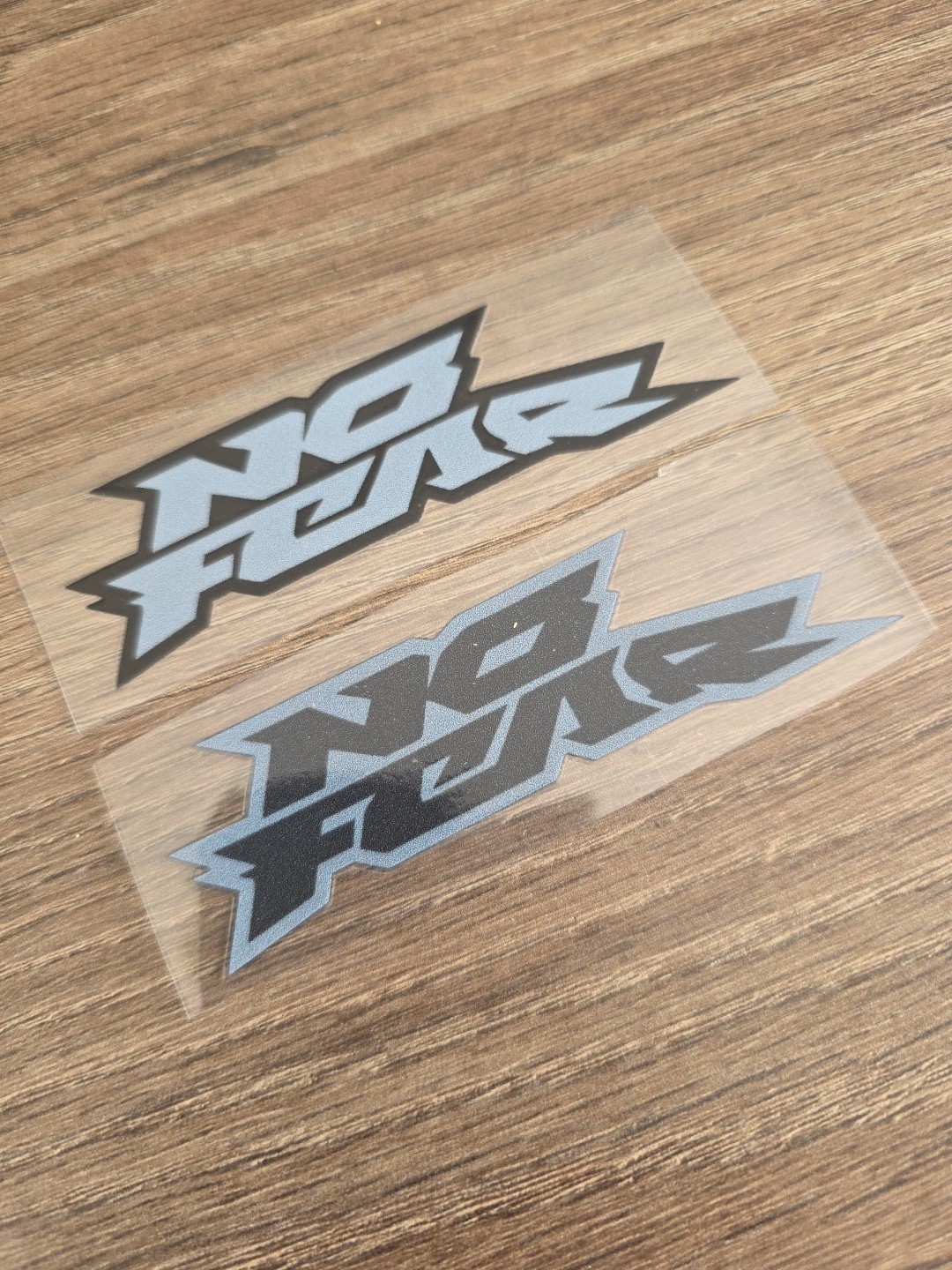 2X NO FEAR Grey & Black Outlined Raised UVDTF DECAL STICKER Waterproof 4in.