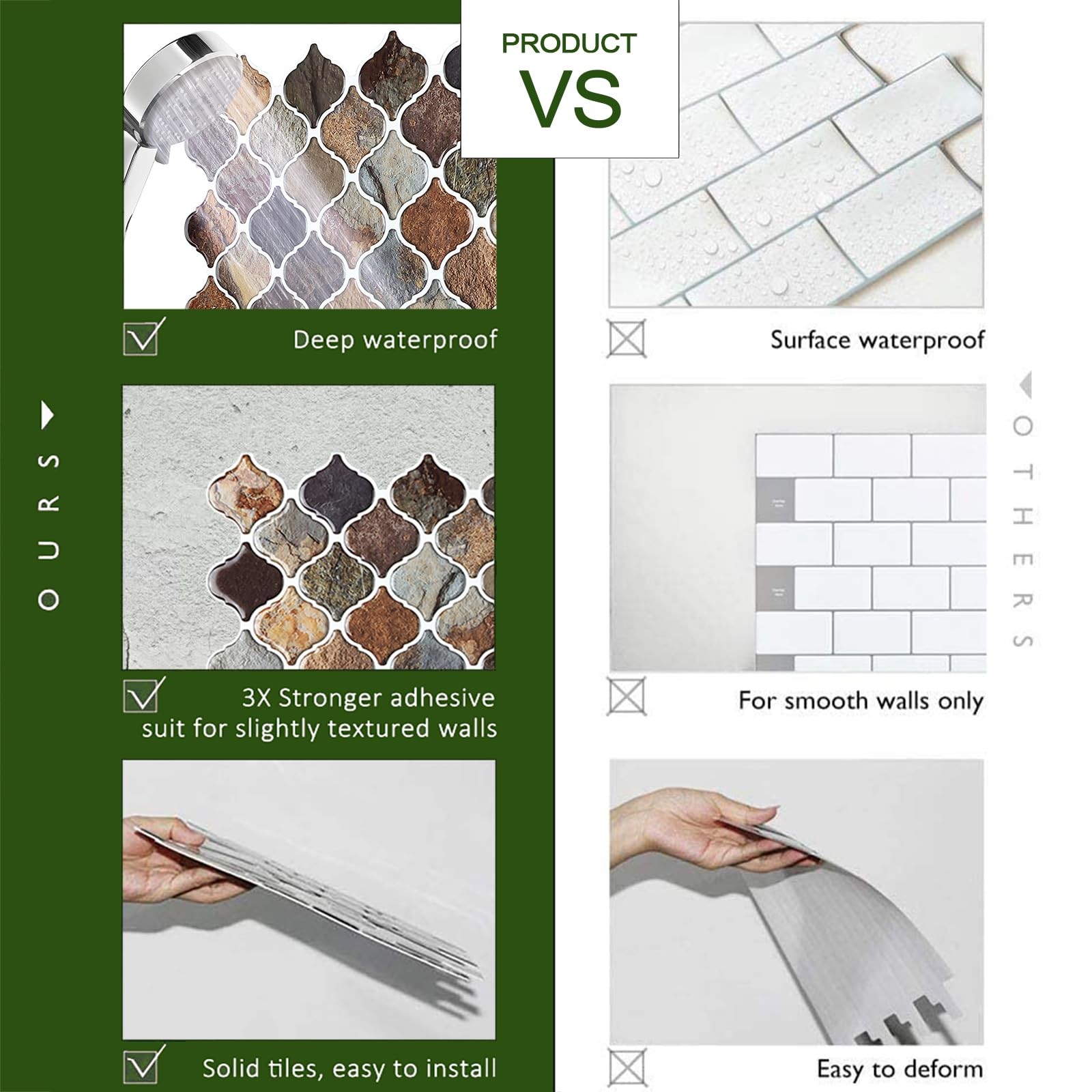 Arabesque Peel and Stick Backsplash, 12”X12” Backsplash Tile for Kitchen Peel…