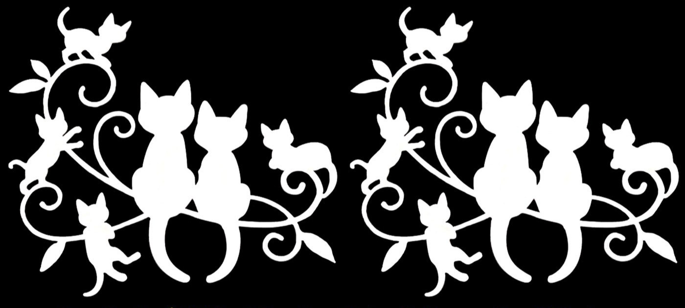 Cat Family with Kittens Playing Two Pk 5" Vinyl Decal Vehicles Any Flat Surface