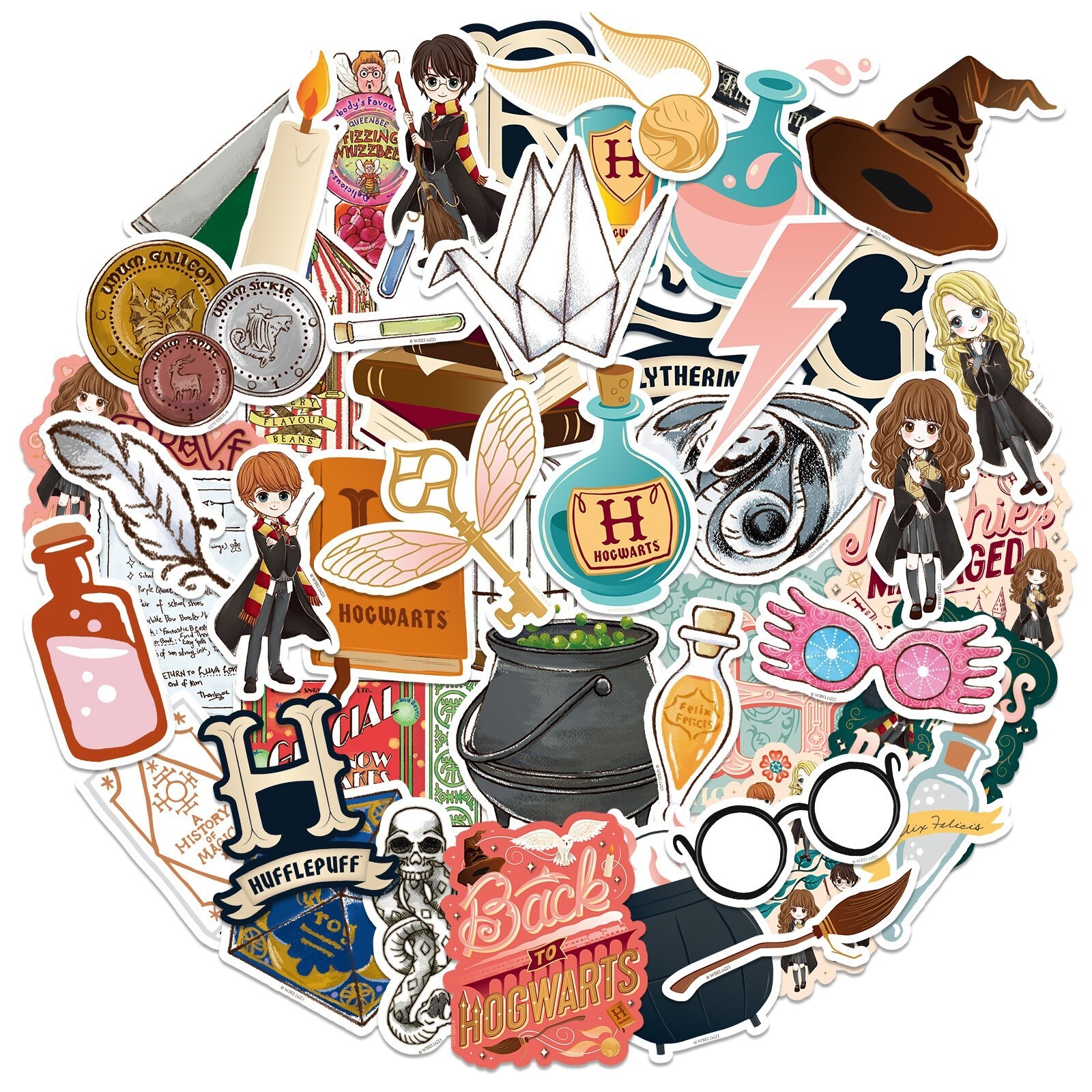 50pcs Harry Potter Vinyl Stickers, Waterproof Non-residue High Quality