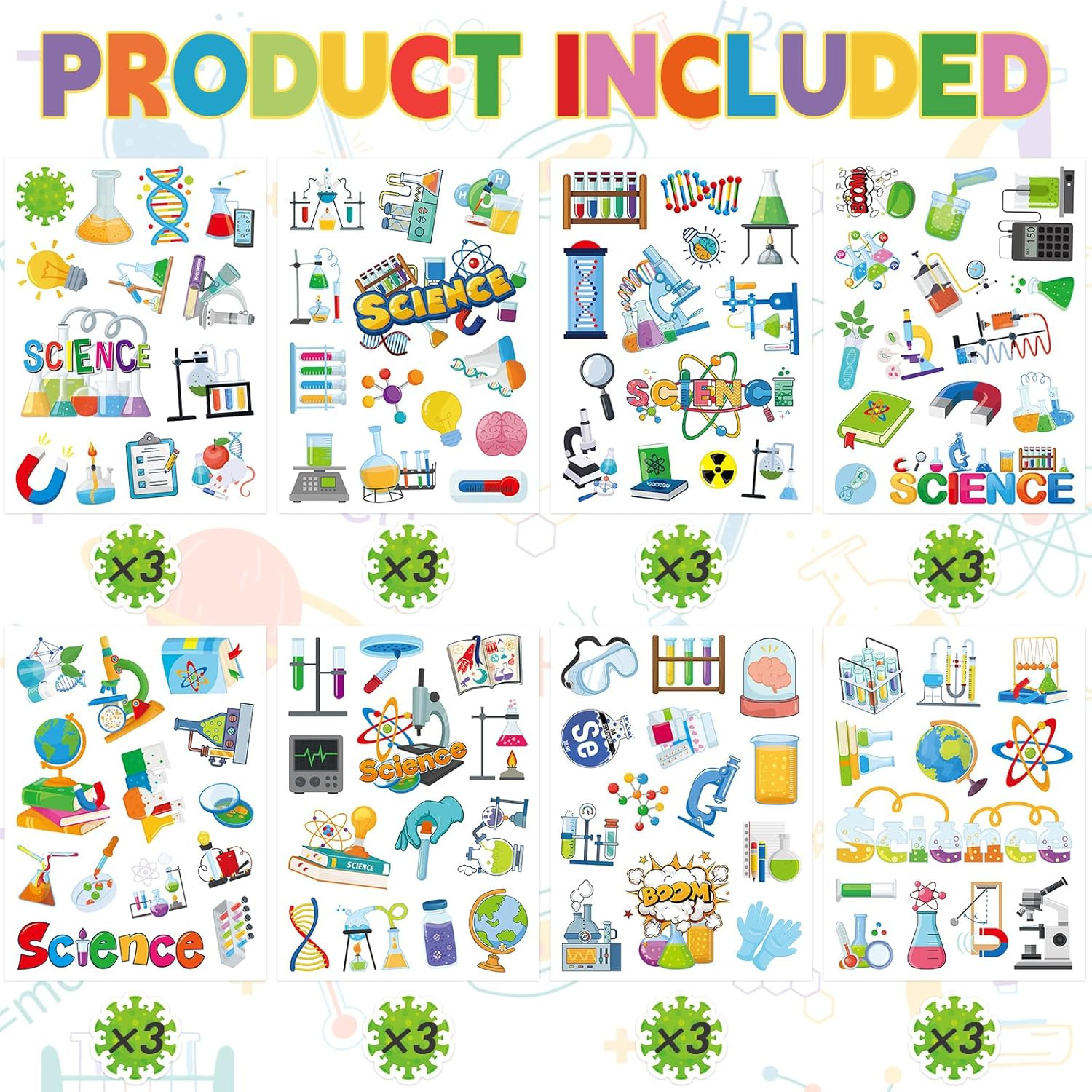 312PCS Science Stickers for Kids, Self-Adhesive Chemical Physical Biological Sti