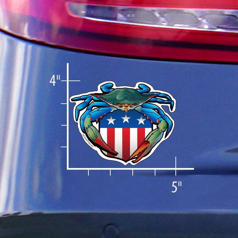 Blue Crab USA Crest Sticker, 5×4