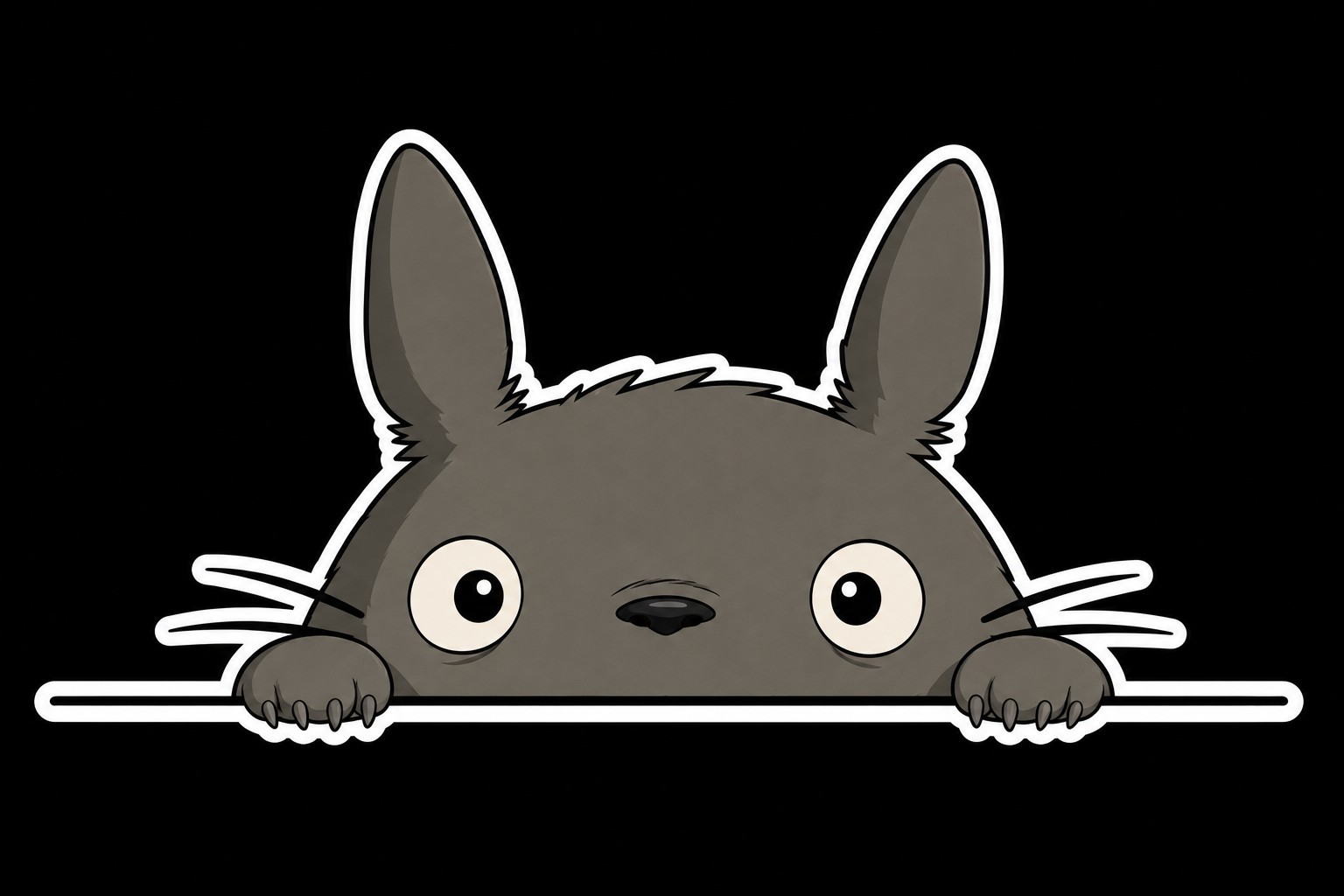 Totoro Peeking window Decal, 6" long 5" tall. vinyl, laminate Studio Ghibli