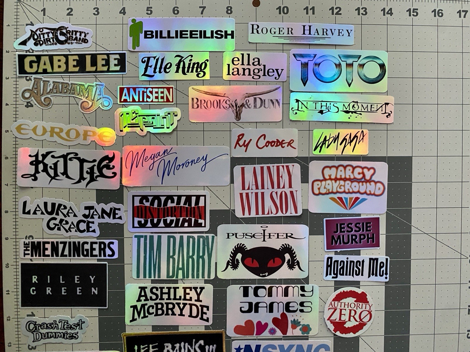 45 Rock Stickers Country R&B Pop Stickers Waterproof Holographic for Spec Order