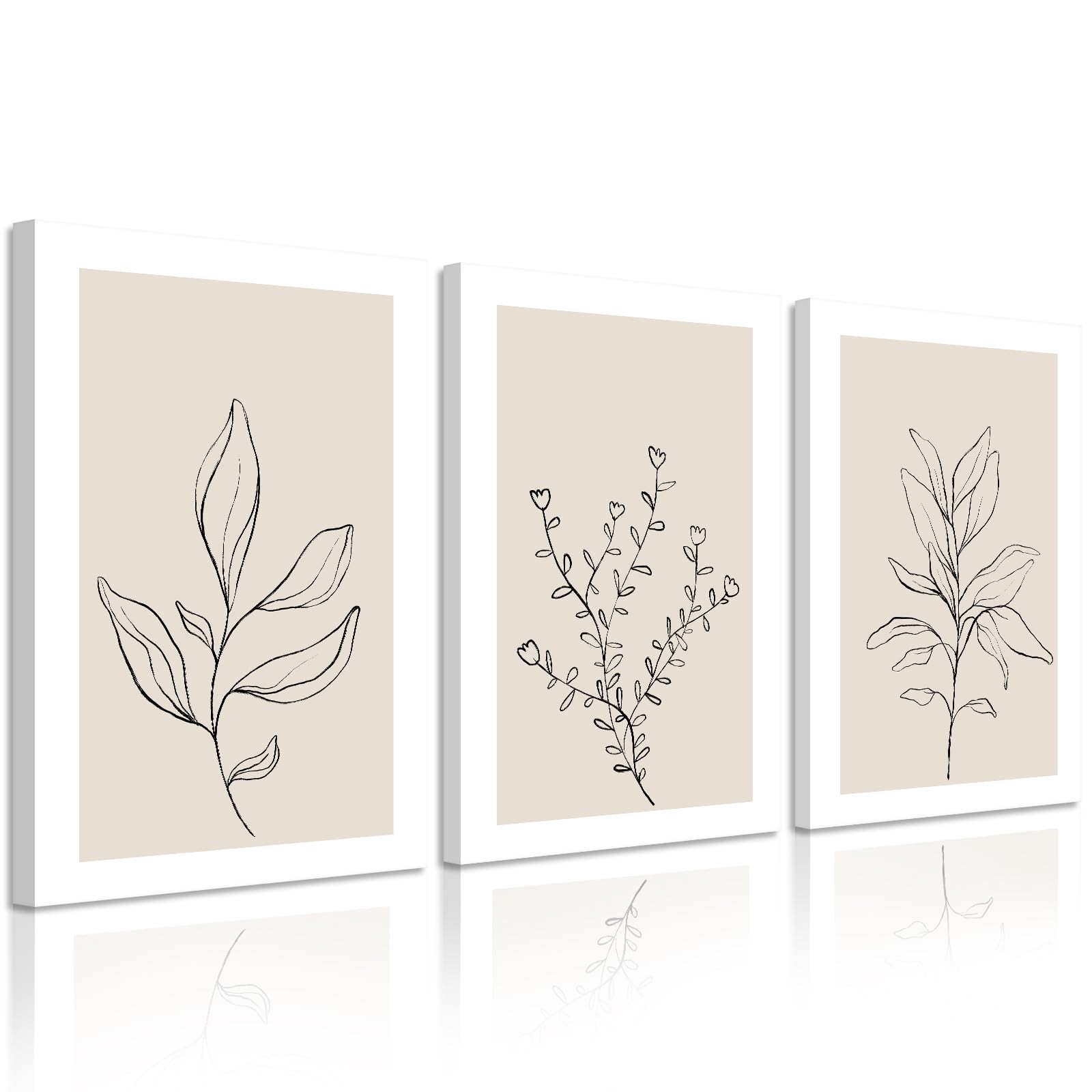 Botanical Wall Art Decor Neutral Wall Decor Boho Beige Canvas Wall Art Botani…