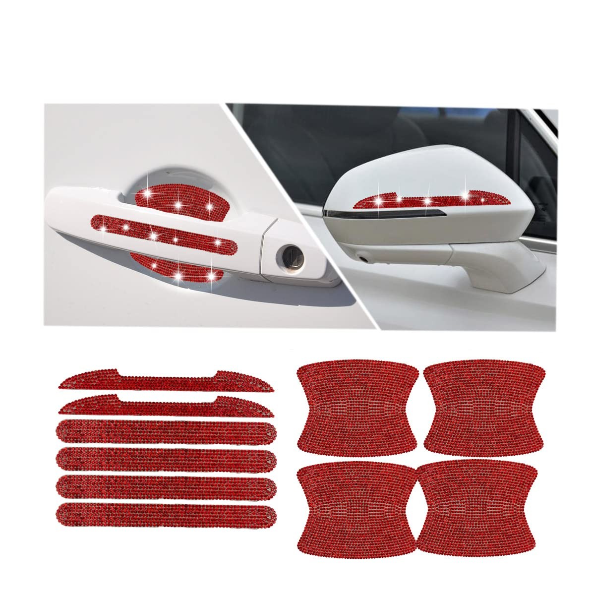 Generic Red Rhinestone Door Handle Reflective Decals