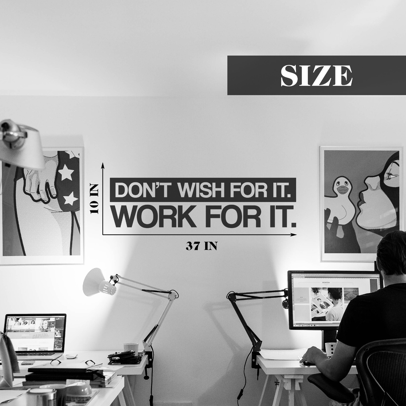 Don't Wish for it Work for it Motivational Wall Decal Sticker Quote Vinyl Art