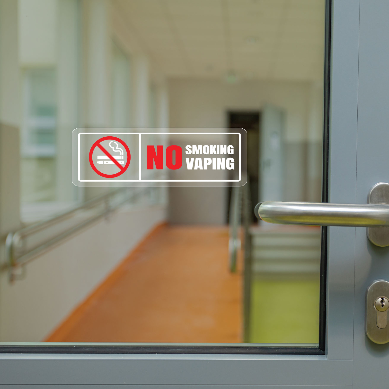 No Smoking / No Vaping – Rectangle design – Clear Decal