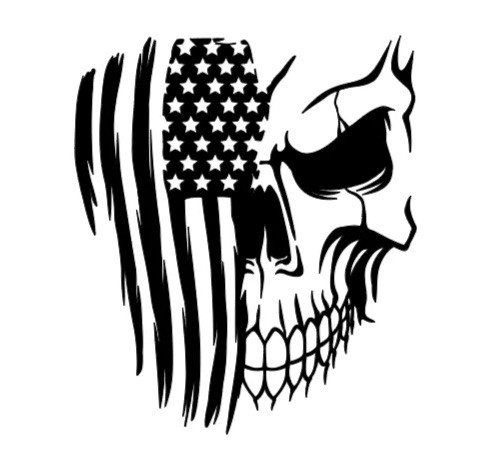American Flag Skull Vinyl Decal Sticker Car Truck Window Bumper Patriotic USA