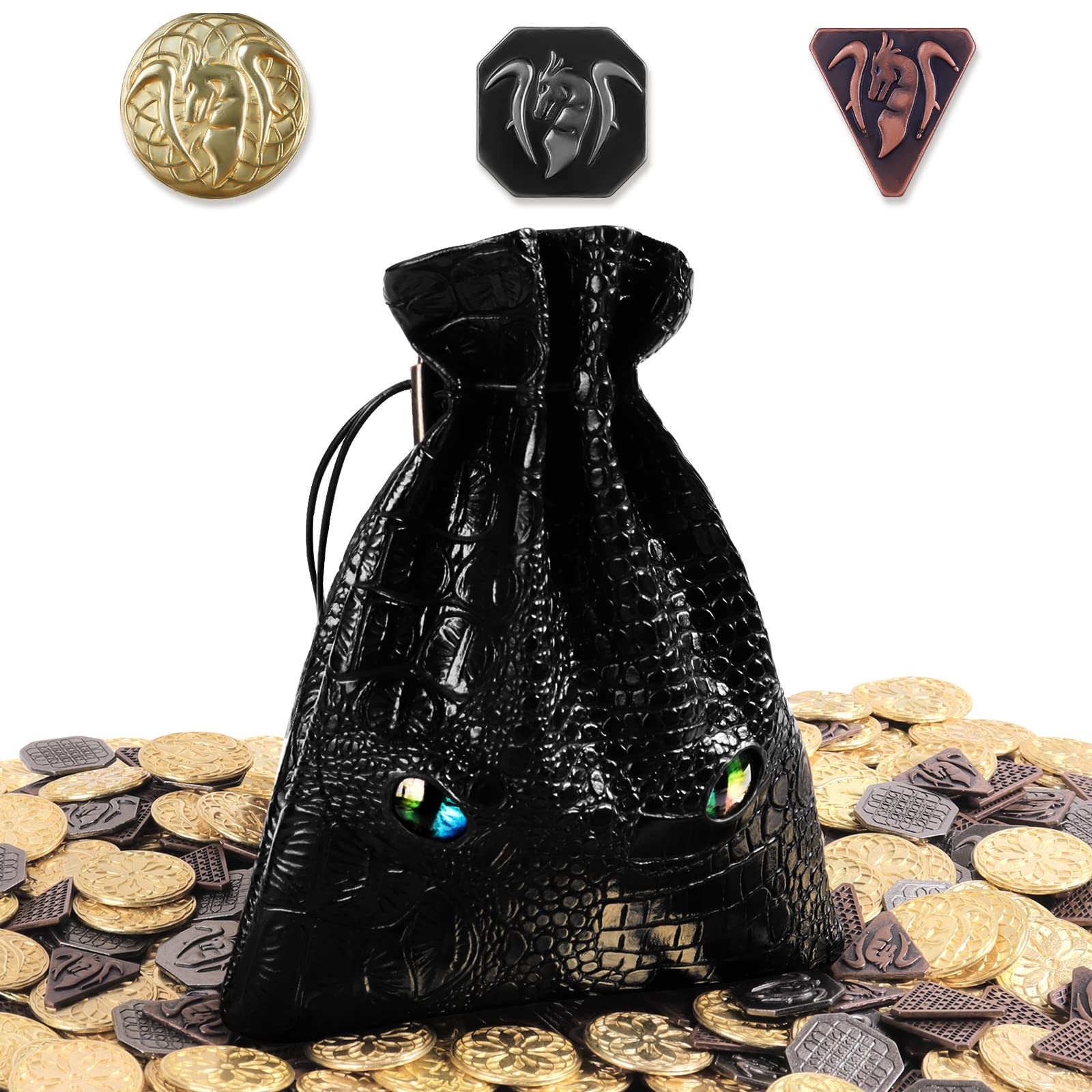 120PCS Metal, Silver & Copper DND Coins for Tokens, Medium, Black