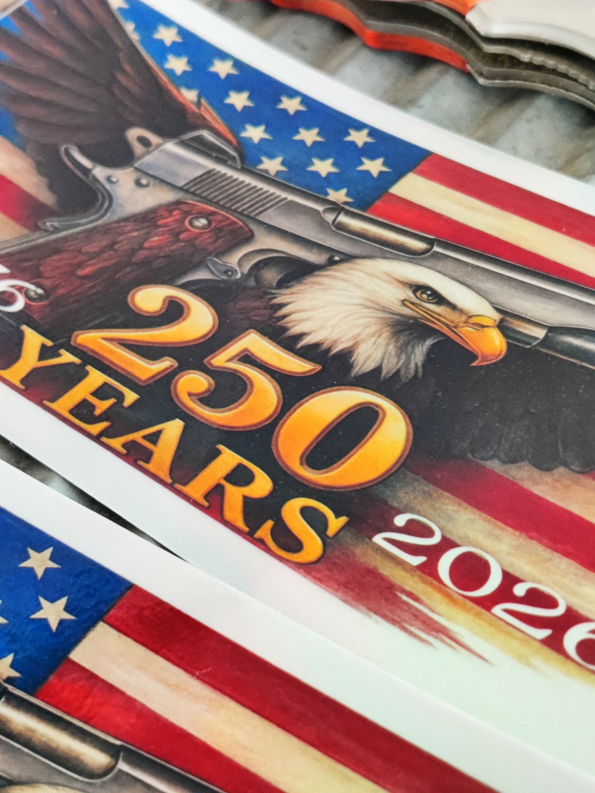 2 USA 250 Commemorative Holographic Eagle sticker Toolbox, Fridge Cooler Laptop