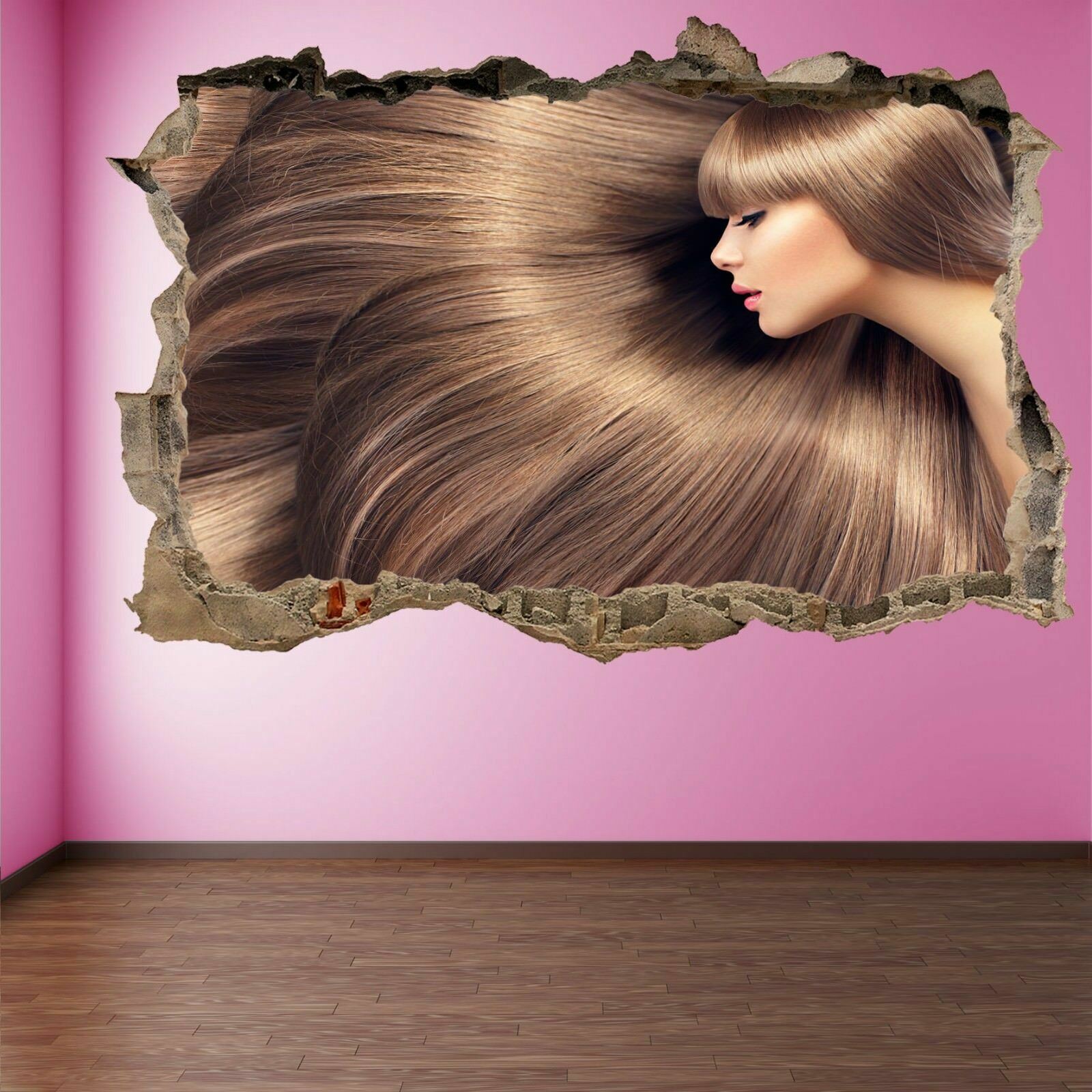 Long Shiny Hair Woman Model Beauty Salon Wall Art Stickers Mural Decal Decor GP3