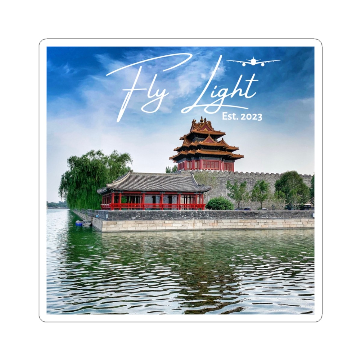 Forbidden City Portrait Sticker, China Travel Laptop Decal, Fly Light Clothing