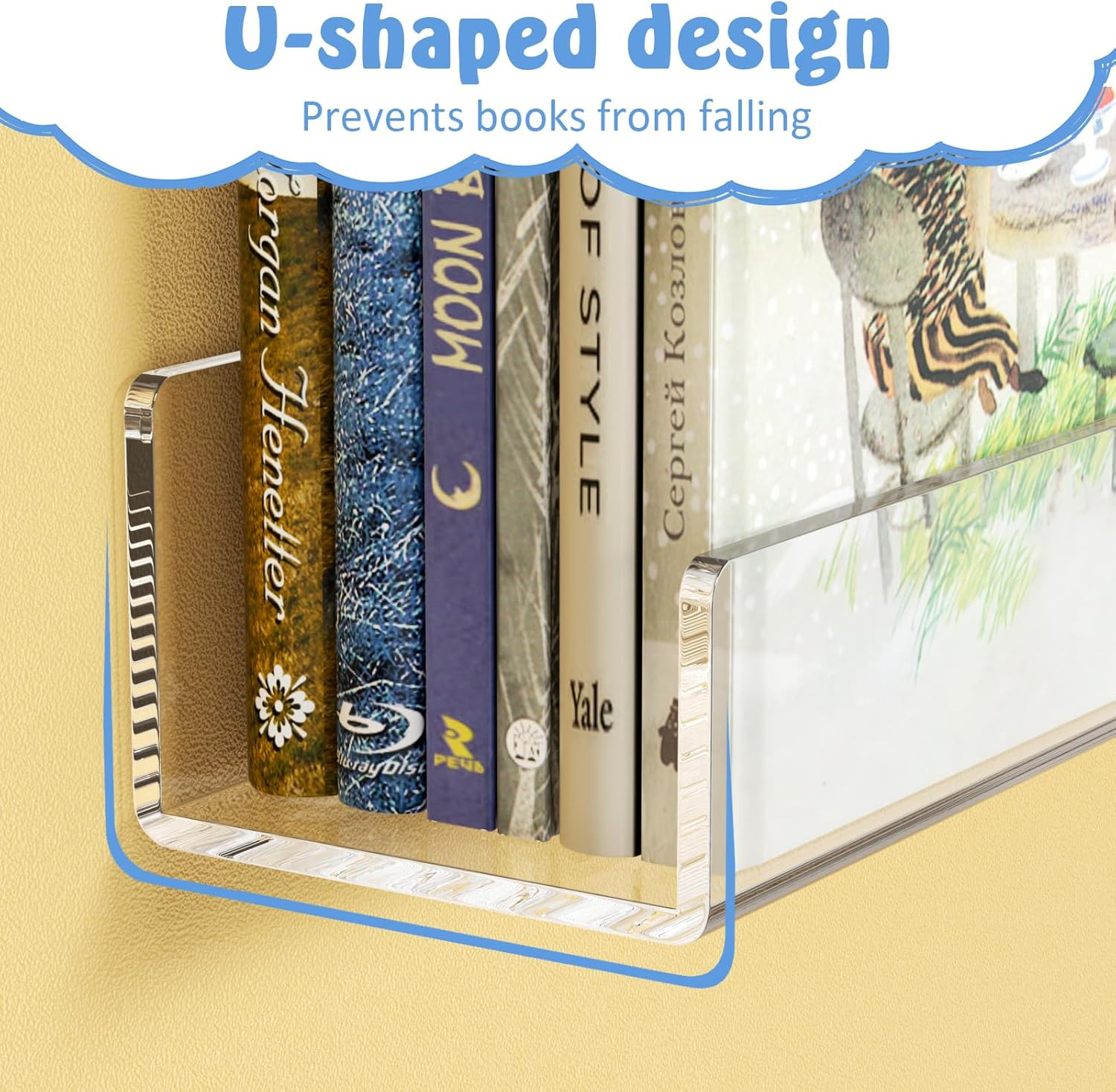 36-Inch Acrylic Floating Bookshelves for Kids, 2-Pack, Extra-Large Wall Shelves