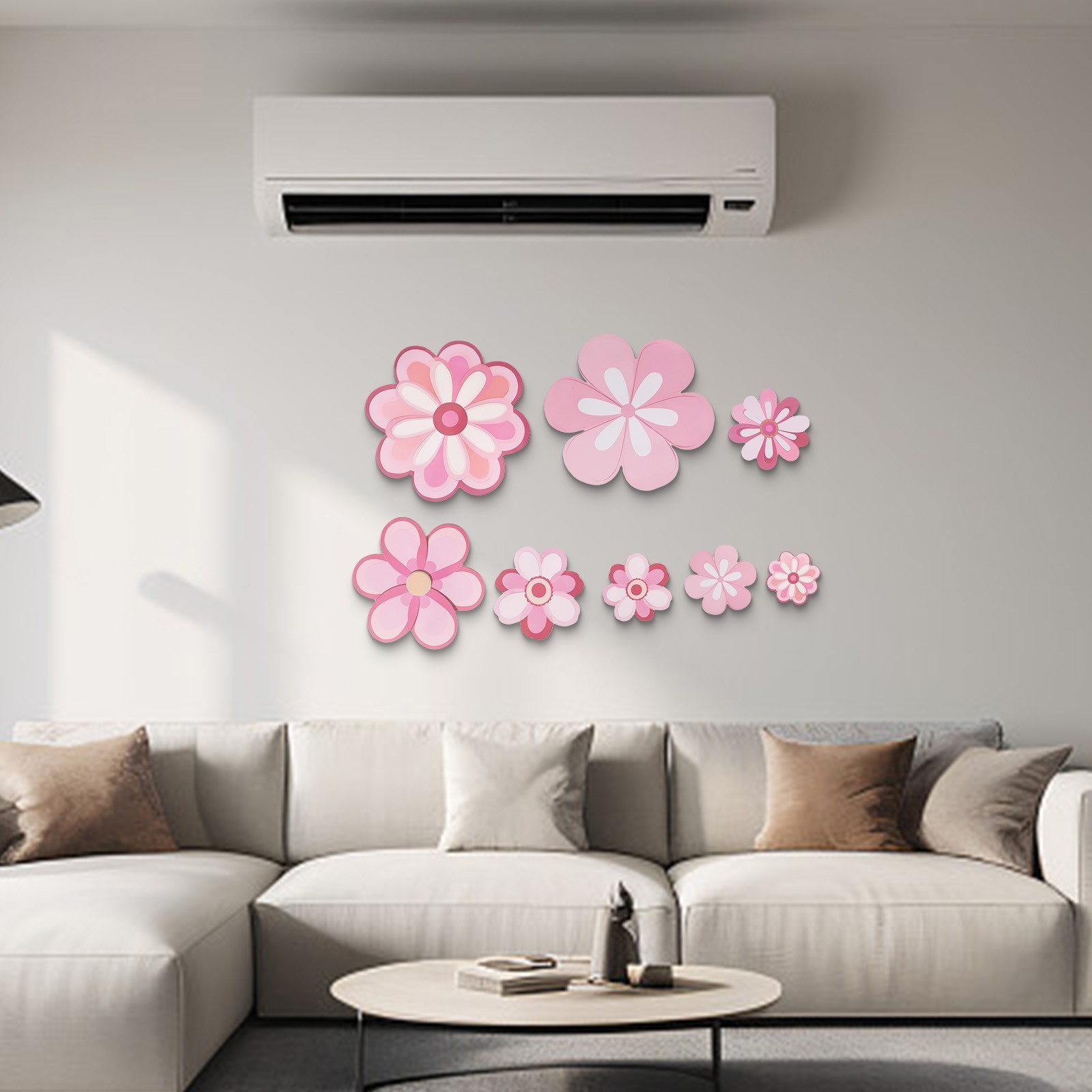 Set of 8 Floral Wall Decals for Living Spaces Waterproof and Removable