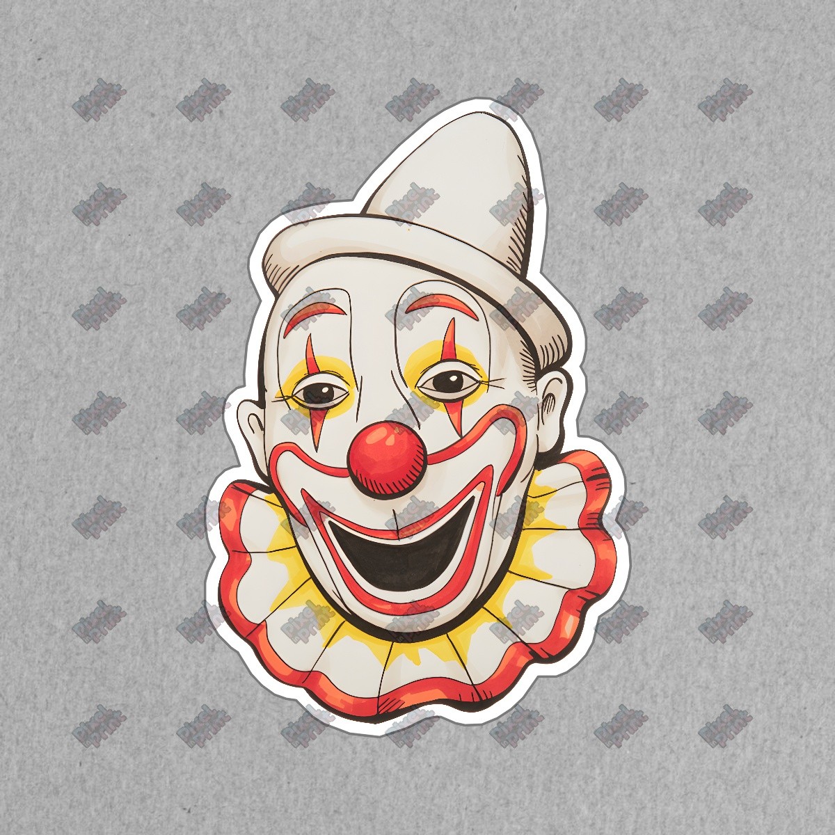 Vintage Cartoon Clown Face Sign Colorful Circus Decor, Fun & Playful #8383