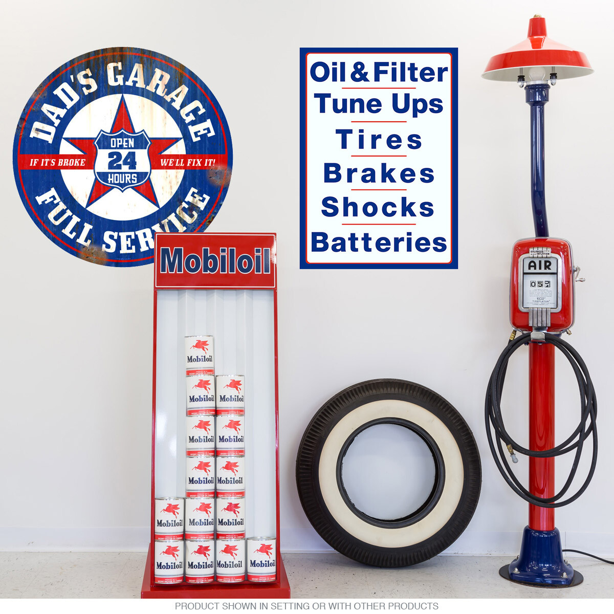 Dads Garage Wall Decal Rusted Blue Red – Gas Station Decor