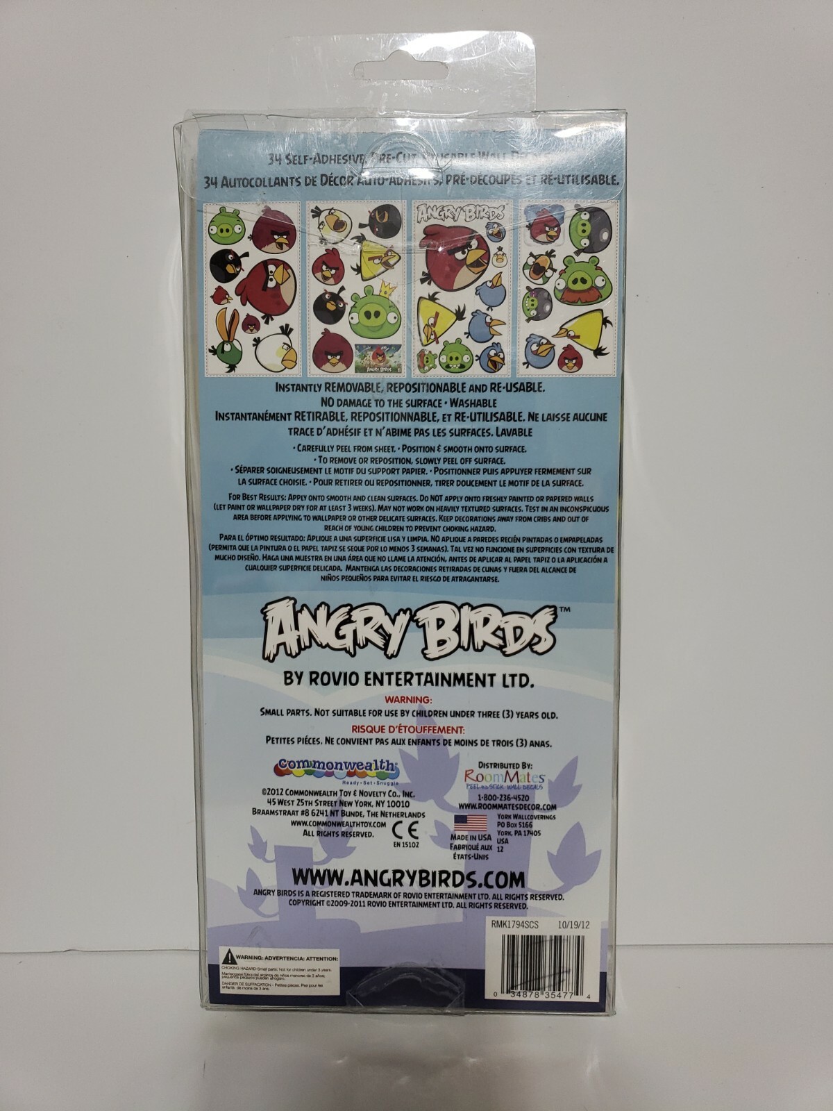 Angry Birds Rovio Entertainment LTD 34 Peel & Stick Removable Wall Decals New