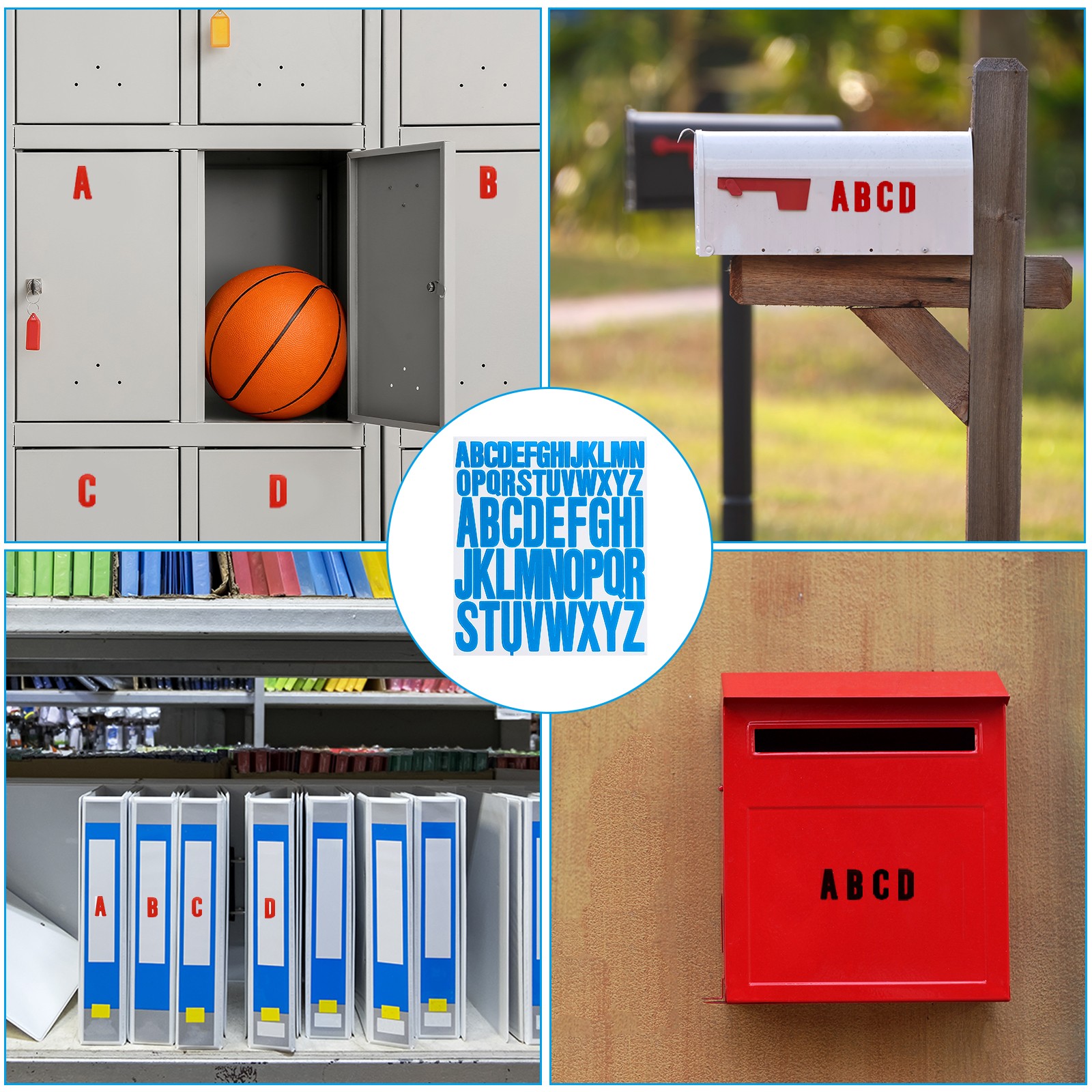 12 Sheets Letter Stickers 1" 2" Self Adhesive Alphabet Sticker Lake Blue