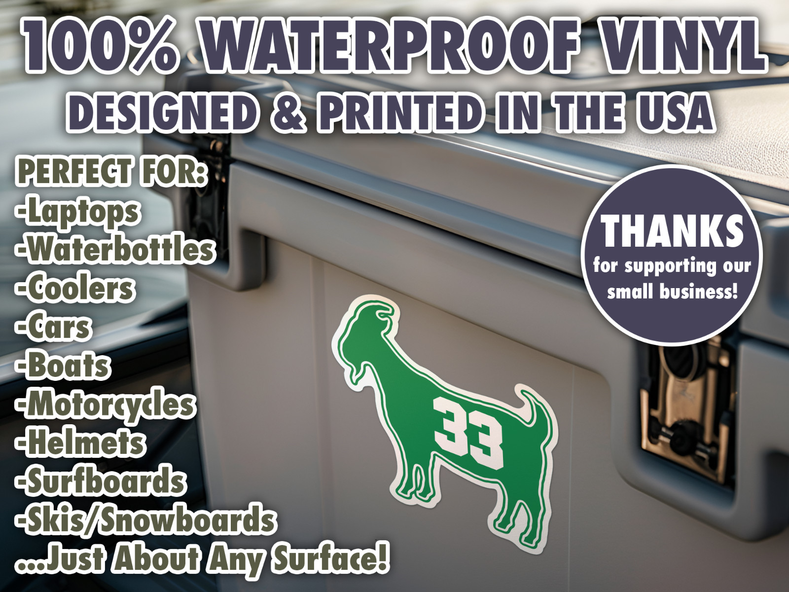 Larry Bird Green Goat 33 Waterproof Vinyl Sticker Decal Art