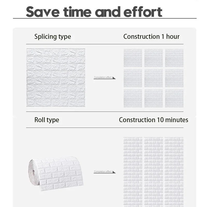 3D Brick Wallpaper Self-Adhesive Foam Wall Panels Sticker 70cm Waterproof