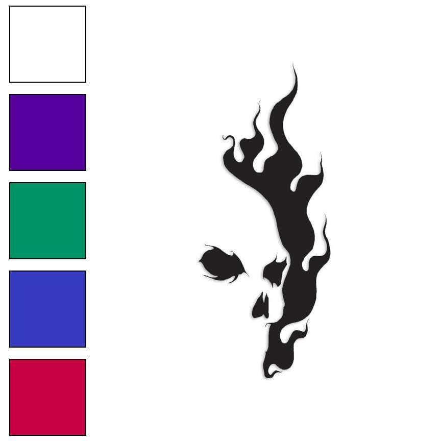 Skull Flames, Vinyl Decal Sticker, Multiple Colors & Sizes #637