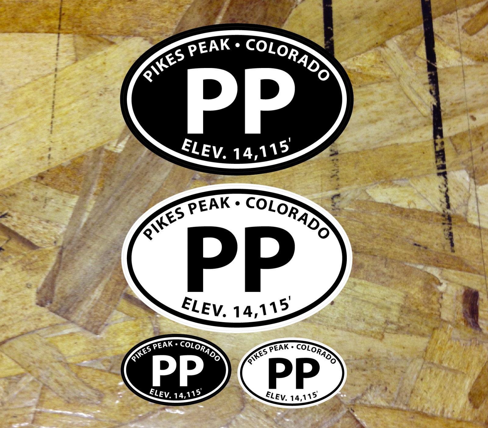 Pikes Peak Colorado Mt Oval Hike Climb sticker decals Black and White – 2 for 1