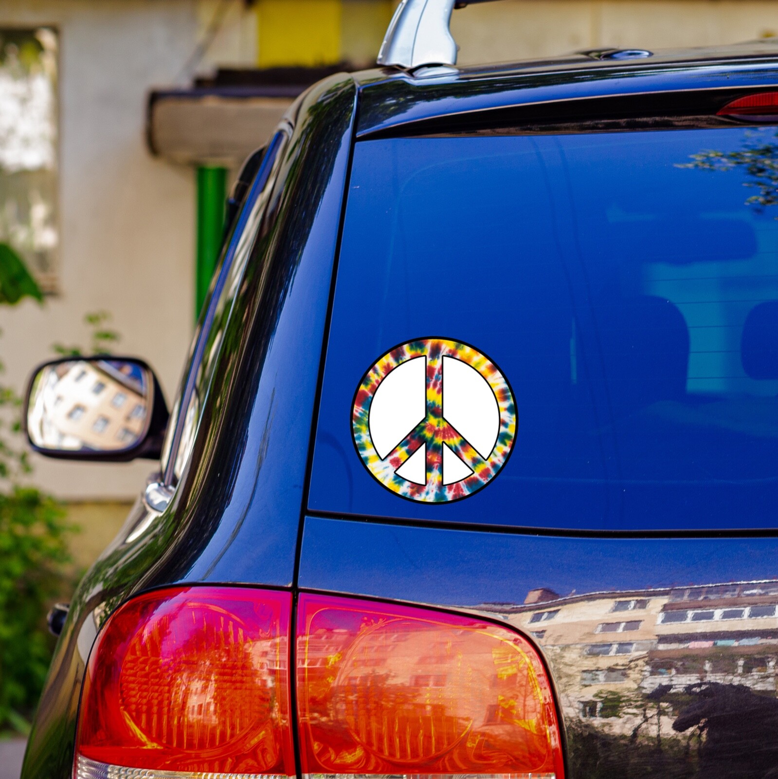 Peace Sign Tie Dye Sticker Circle Vinyl Decal for Car Laptop Phone Rainbow