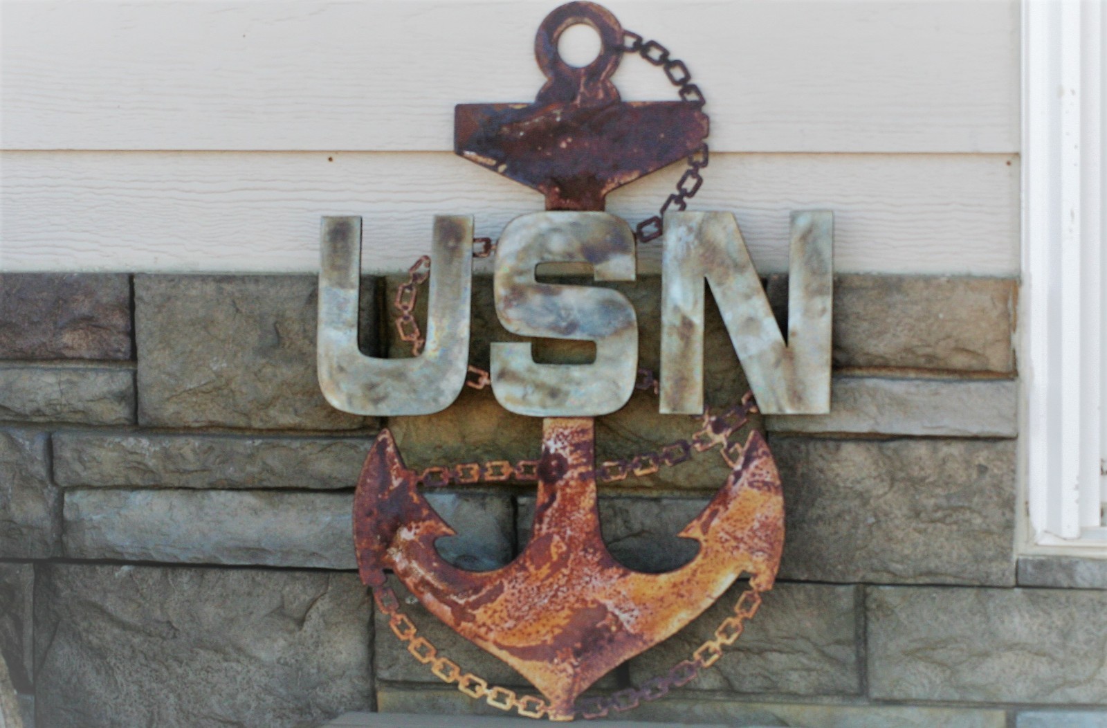 US Navy Chief Anchor Rustic Steel Wall Decor — 19" tall