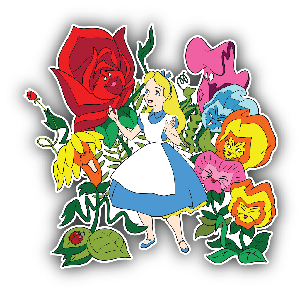 Alice In Wonderland Cartoon Sticker Bumper Decal – "SIZES"