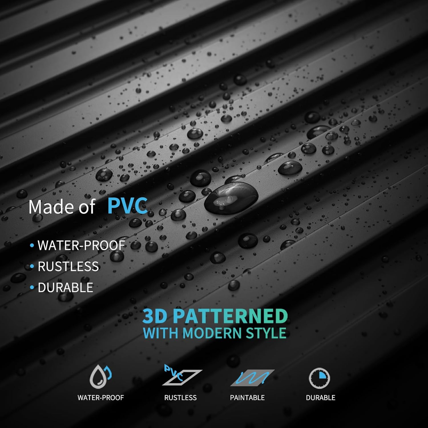 12-Pack Black 3D Slat Design Wall Panels for Stylish Interior Decor