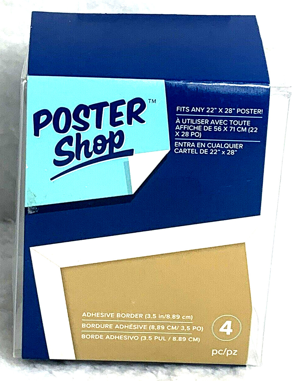 Poster Shop – 4-Pc White Woodgrain Poster Border 3.5 in 22"x28" Adhesive Border