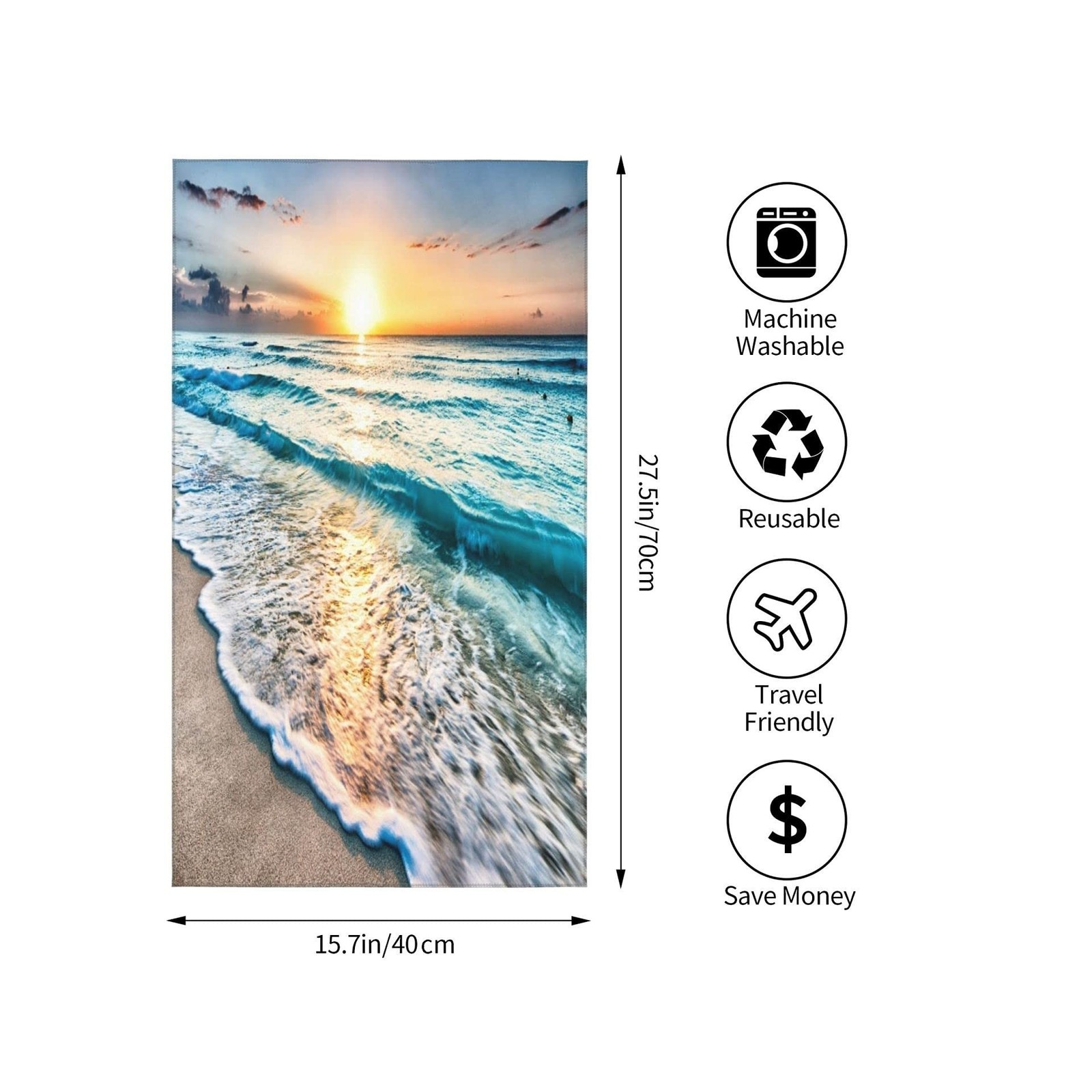 Hand Towels for Bathroom,Set of 2,Tropical Sea Beach Ocean Waves Seaside Scen…