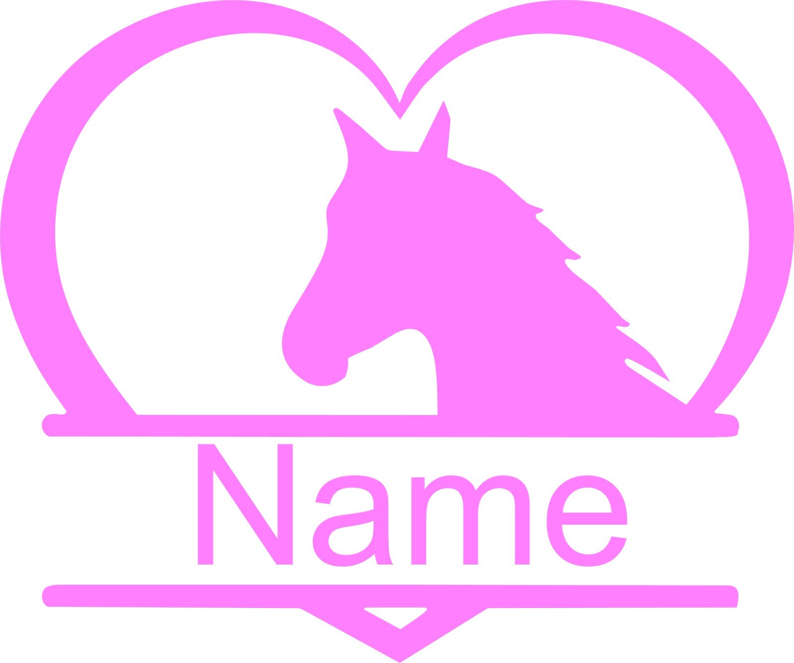 Horse in a Heart Decal (with name on it) 4.00w X 3.3" h